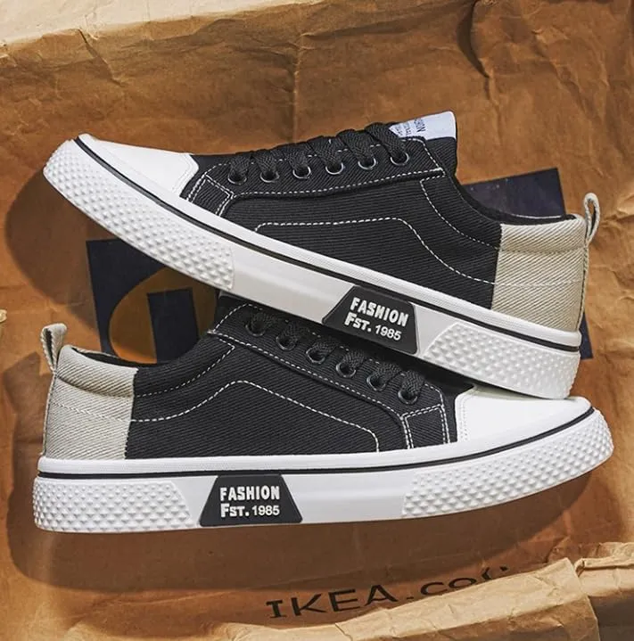 Men's Four Seasons Breathable Canvas Shoes,Lace-up Soft Sole Casual Casual Shoes