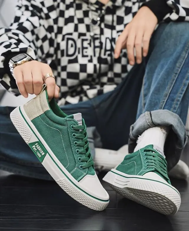 Men's Four Seasons Breathable Canvas Shoes,Lace-up Soft Sole Casual Casual Shoes