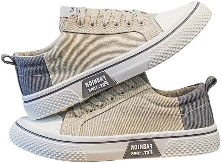 Men's Four Seasons Breathable Canvas Shoes,Lace-up Soft Sole Casual Casual Shoes