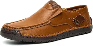 Men's Leather Loafers Slide-in Shoes, Casual Fashion Business Men's Office Driving Shoes