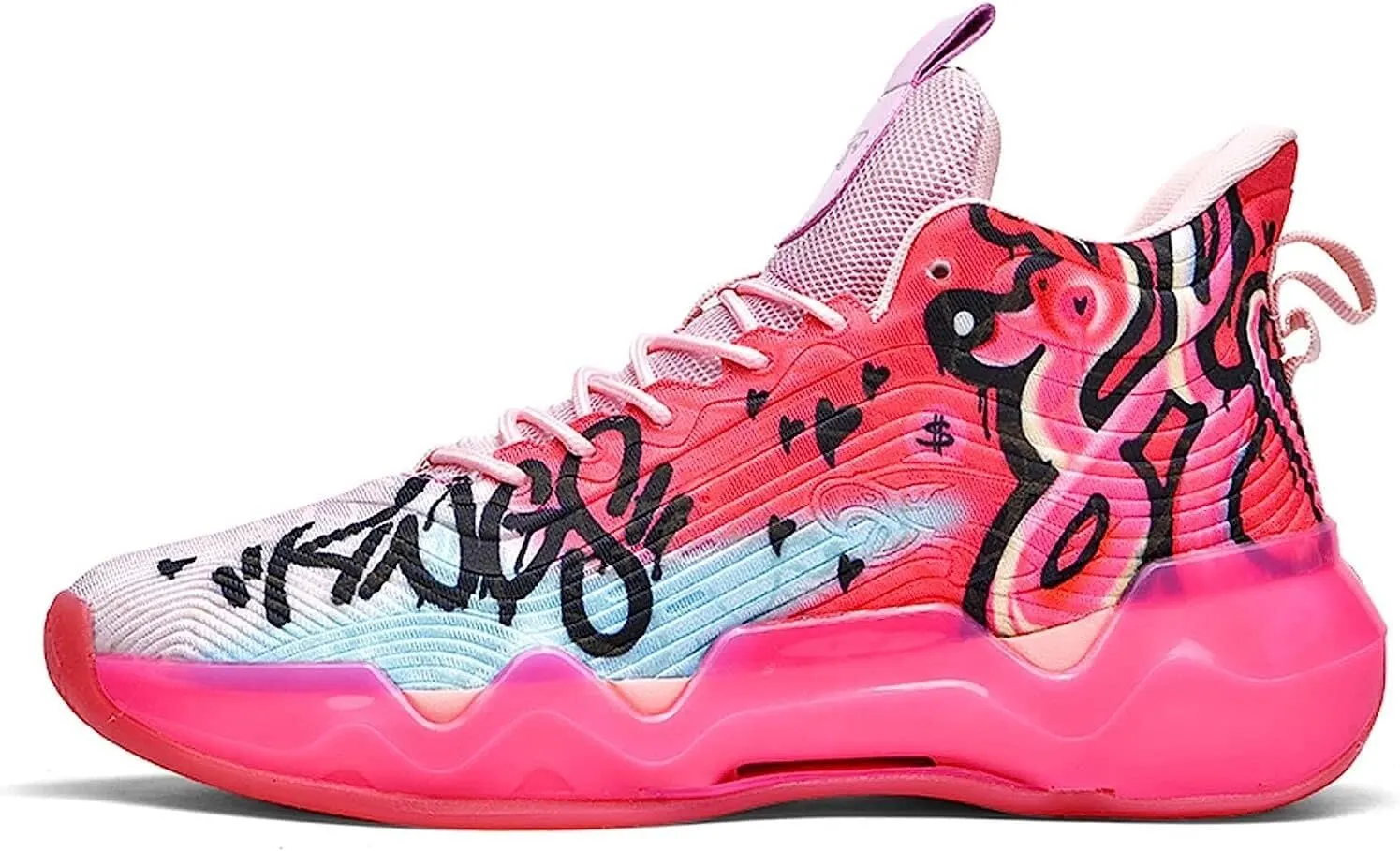 Men's Neutral Fluorescent Basketball Shoes Women's Shoes Super Light Sneakers high top Graffiti Style Combat Shoes