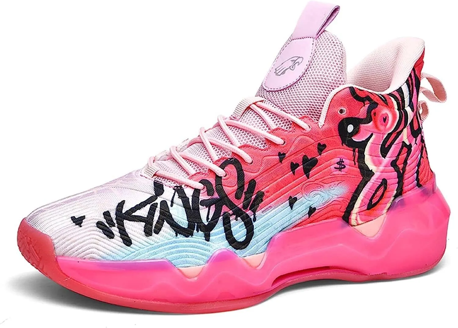 Men's Neutral Fluorescent Basketball Shoes Women's Shoes Super Light Sneakers high top Graffiti Style Combat Shoes