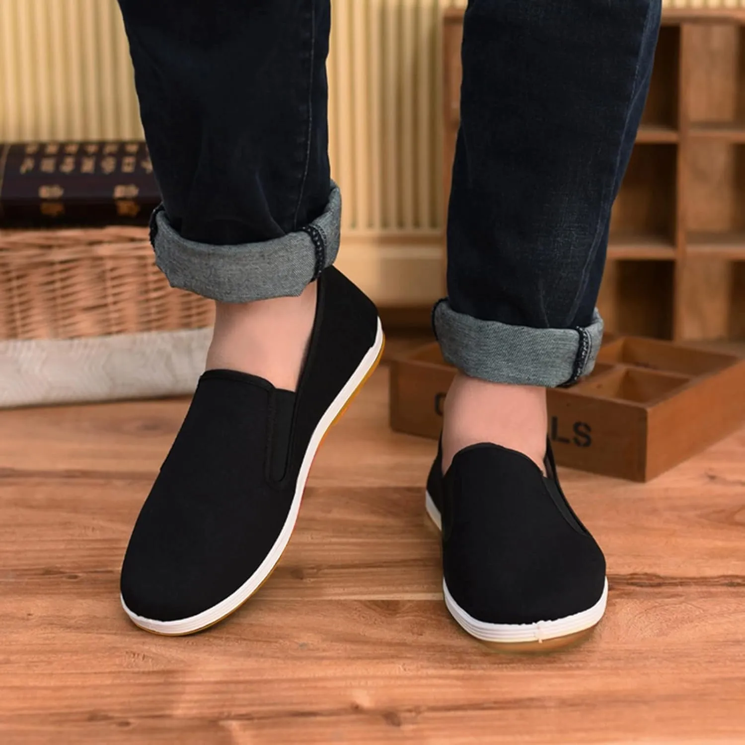 Men's Reathable Stretch Canvas Shoes Breathable Casual Comfortable Walking Sneaker Casual Elderly Lace Up Shoes