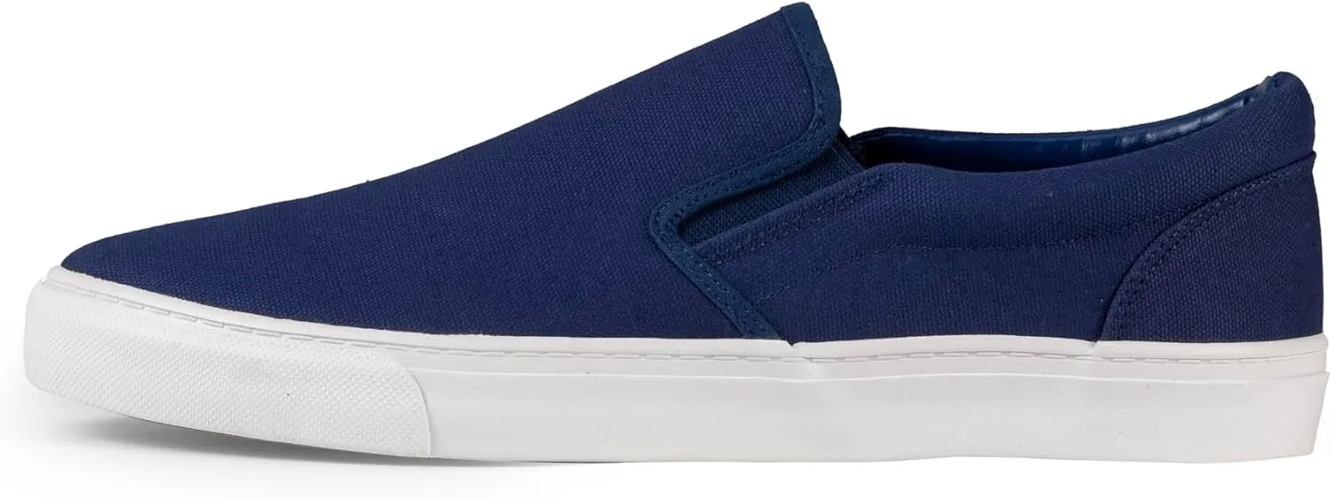 Men's Sneakers Classic Low Top Slip On Shoes Wide Canvas Skate Loafers Sneakers with Soft Insole Causal Dress Shoes for Men Comfortable Walking Shoes Slip on Sneakers for Men