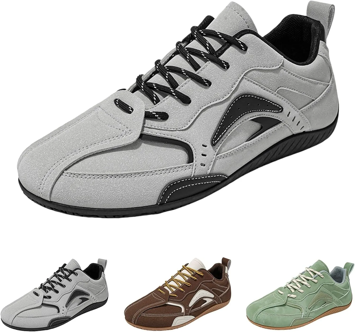 Mens Sneakers Solid Color Flat Bottom Casual Soft Walking Running Shoes Comfortable Tennis Shoes Round Toe Non Slip Summer Spring Men Sneaker with Shoe Laces