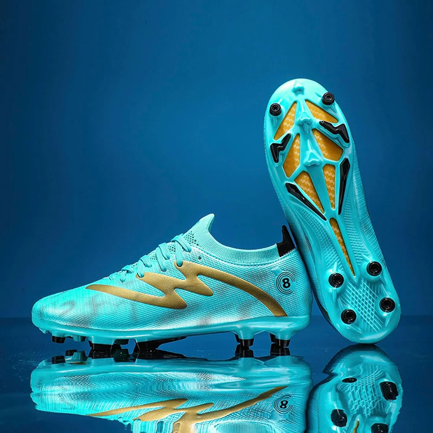 Men's Soccer Cleats Youth High-Top Football Cleats Firm Ground Turf Athletic Shoes Kids Football Shoes Lightweight Training Futsal Shoes