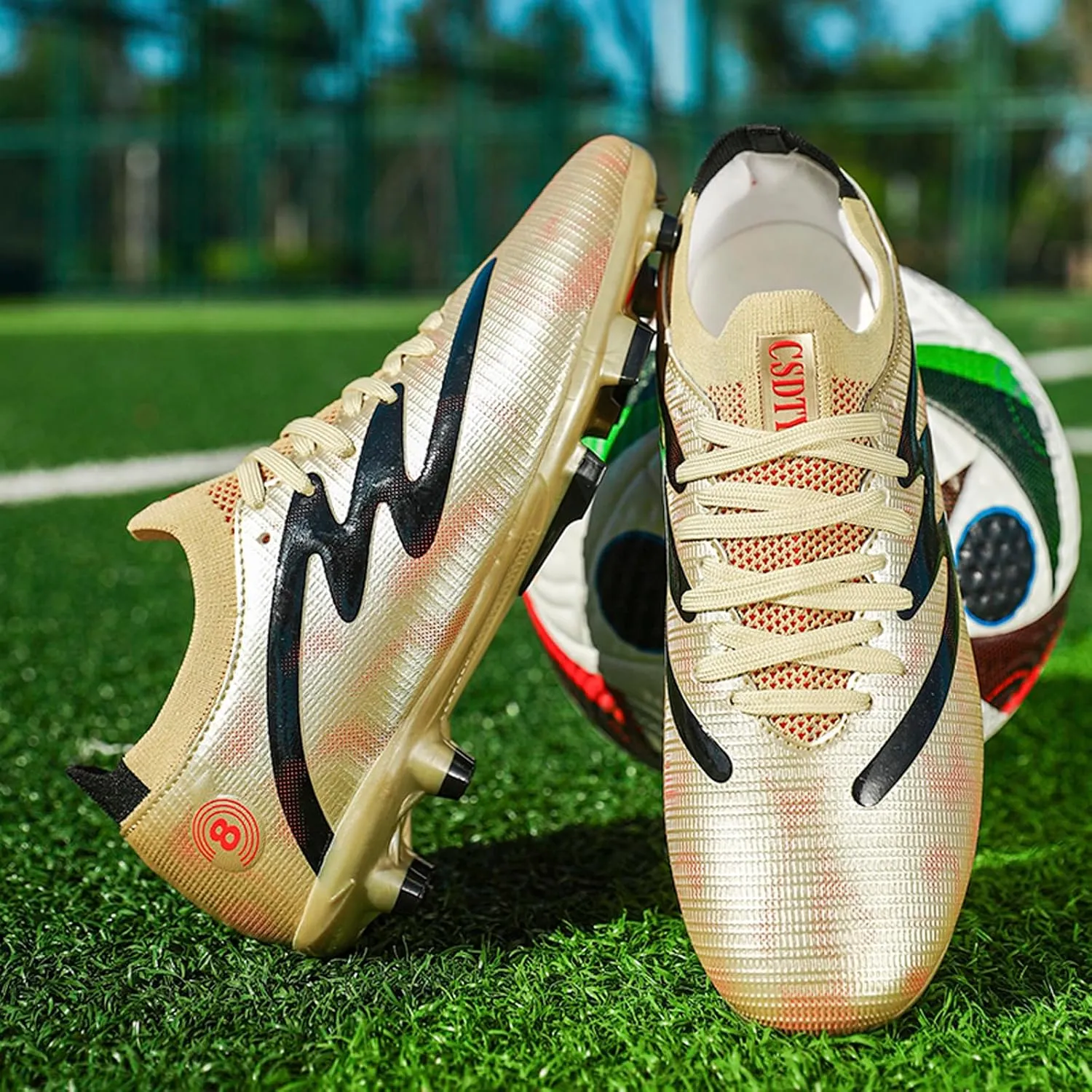 Men's Soccer Cleats Youth High-Top Football Cleats Firm Ground Turf Athletic Shoes Kids Football Shoes Lightweight Training Futsal Shoes