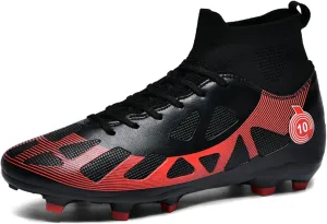 Men's Soccer Shoes Firm Ground Breathable Athletic Professional Spikes Students Grass Training Shoes Wide Training Sneaker Soccer Cleats for Mens Womens