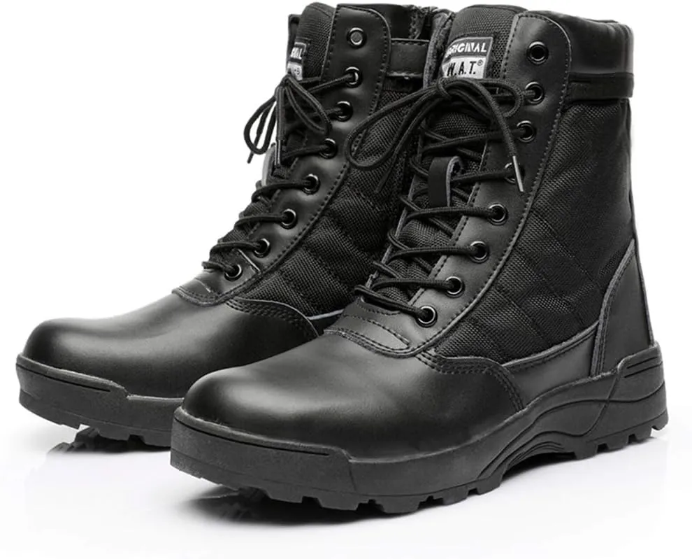 Men's Tactical Boot Lightweight High-Tops Breathable Combat Boots Outdoor Security Military Boots,Black- 46/UK 11.5/US 12