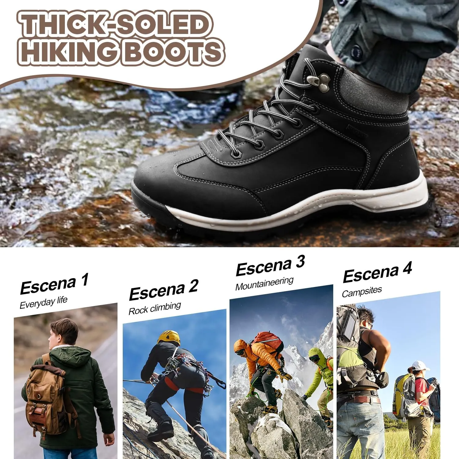 Men's Waterproof Hiking Boots Outdoor Hiking Shoes Trekking Backpacking Mountaineering Boots