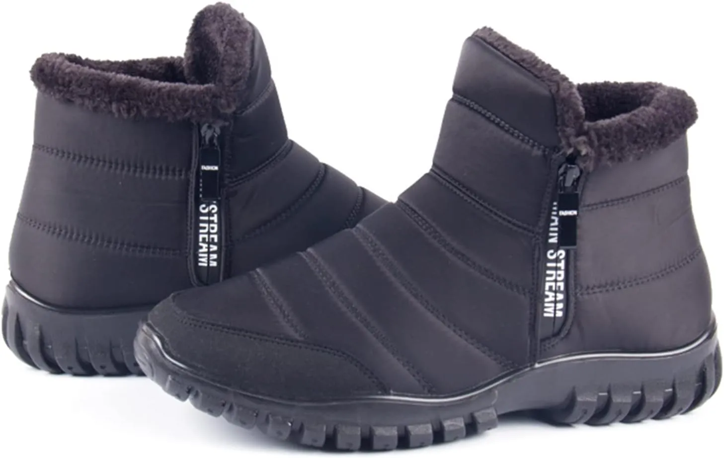 Men's Winter Warm Leather Snow Boots,Non-Slip Waterproof Soft Plush Warm Hiking Outdoor Camping Trekking Backpacking Shoes
