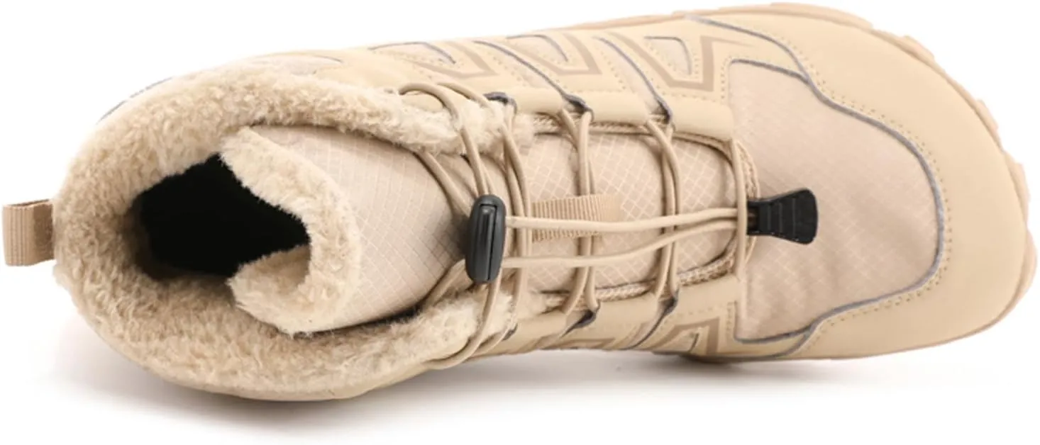 Mens Womens Barefoot Winter Boots with Wide Toe Box Minimalist Five Finger Hiking Boots Fur Lined Water Resistant Ankle Booties Zero Drop Sole Walking Shoes Winter Fashion Sneakers