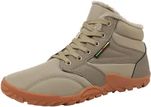 Mens Womens Winter Hiking Boots Wide Toe Box Warm Snow Boots Minimalist Barefoot Boots Zero Drop Sole Waterproof Non-Slip Ankle Booties