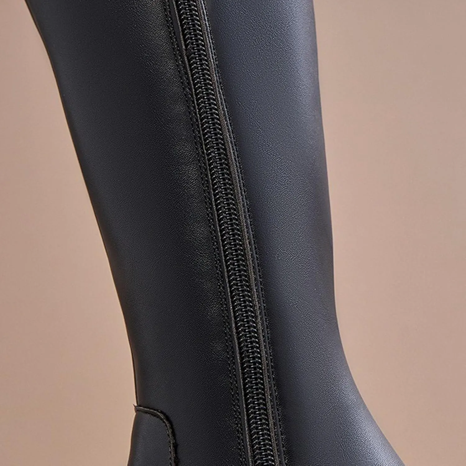 Mid Calf Girls Kids Boots Side Zipper Combat Boots Faux Leather Motorcycle Boots Breathable Low Heel Winter Shoes