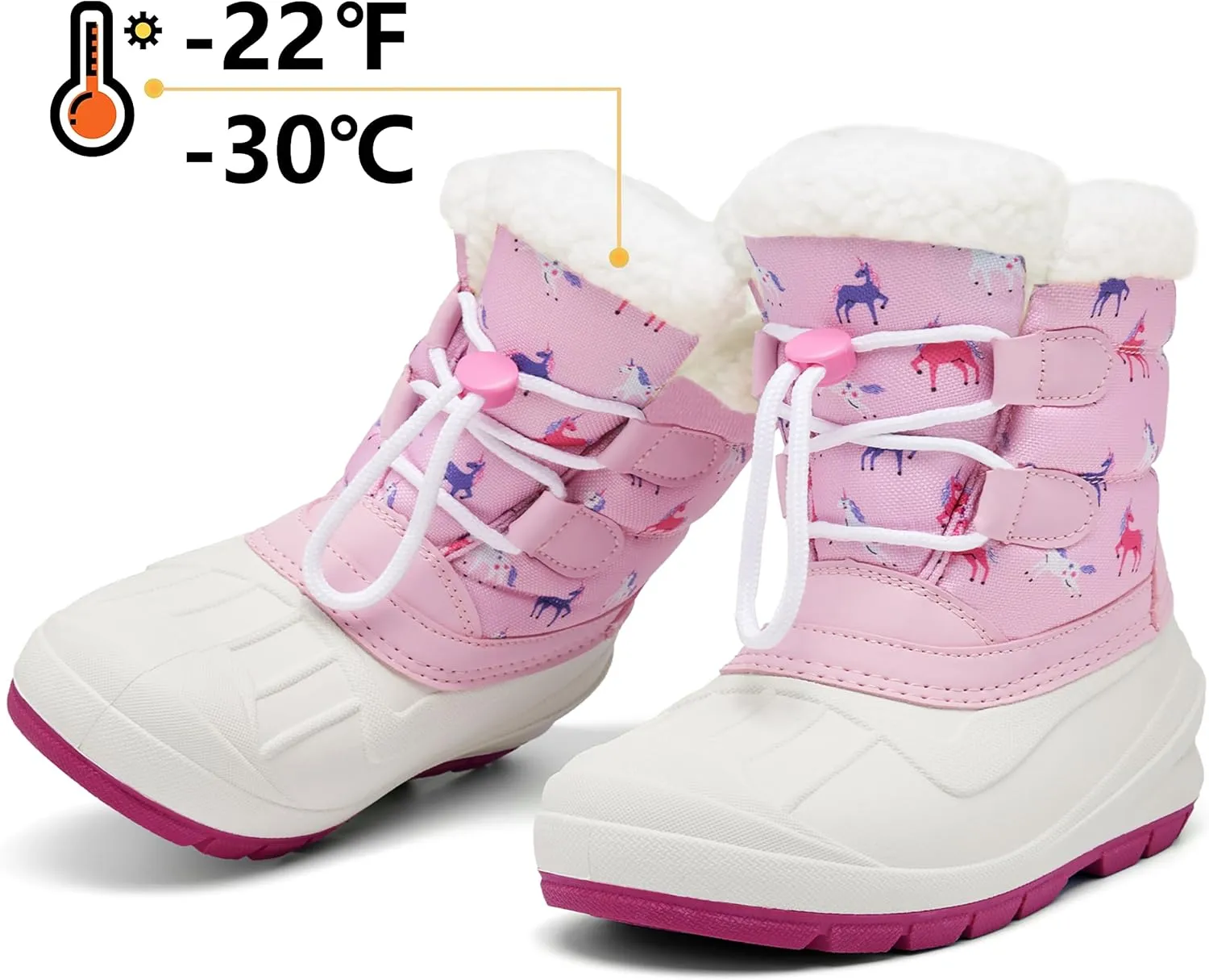 MORENDL Toddler Winter Snow Boots Waterproof Insulated Faux Fur Boys Girls Hiking Boots (Toddler/Little Kid)