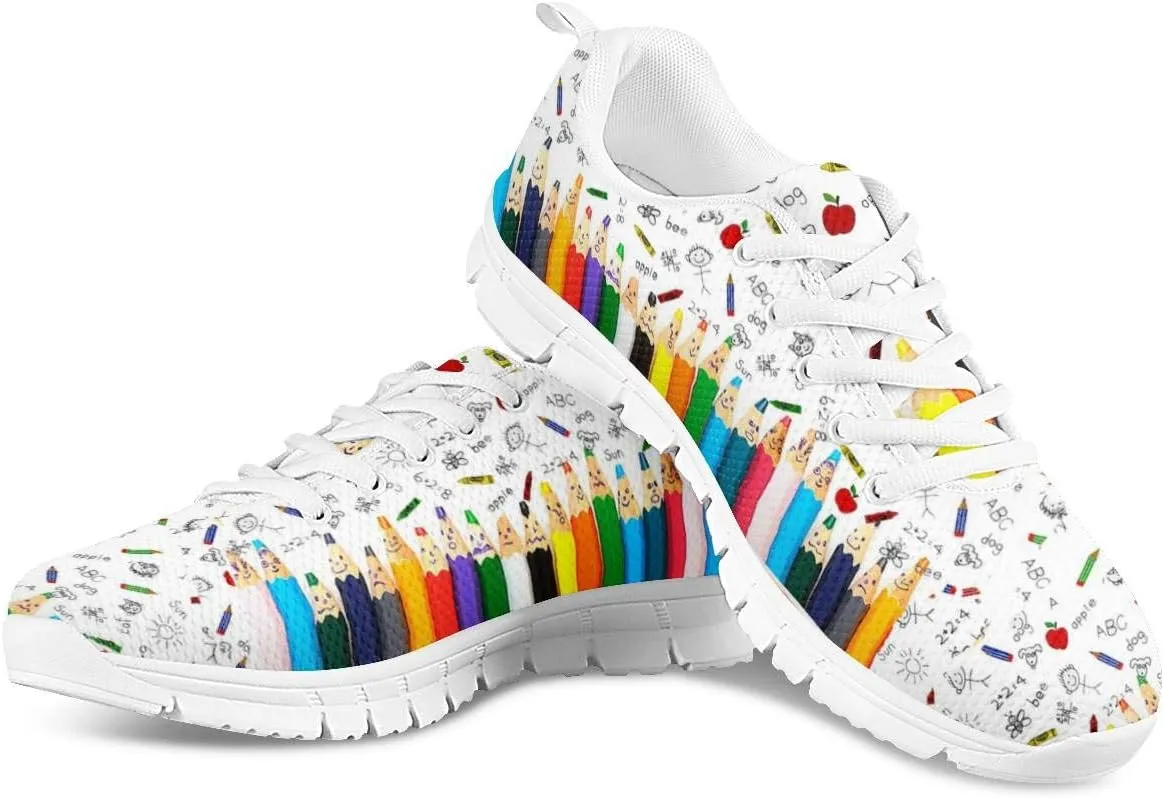 Mumeson Women Novelty Printed Air Mesh Running Sneakers Lightweight Lace-up Casual Walking Shoes