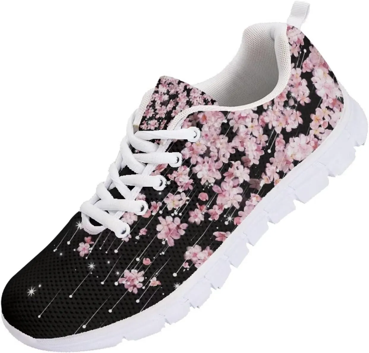 Mumeson Women Novelty Printed Air Mesh Running Sneakers Lightweight Lace-up Casual Walking Shoes