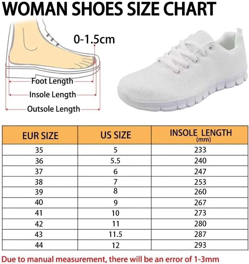 Mumeson Women Novelty Printed Air Mesh Running Sneakers Lightweight Lace-up Casual Walking Shoes