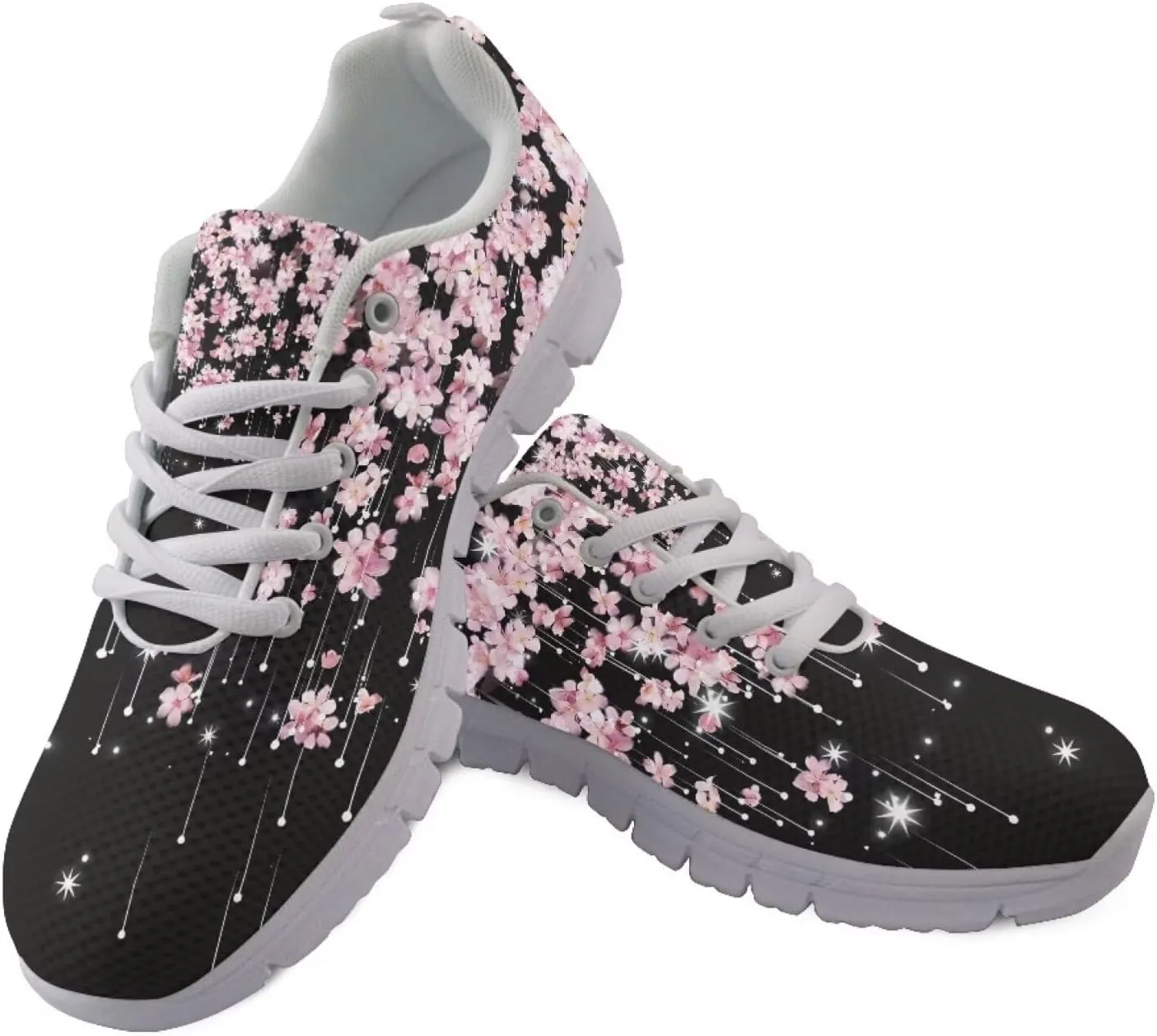 Mumeson Women Novelty Printed Air Mesh Running Sneakers Lightweight Lace-up Casual Walking Shoes