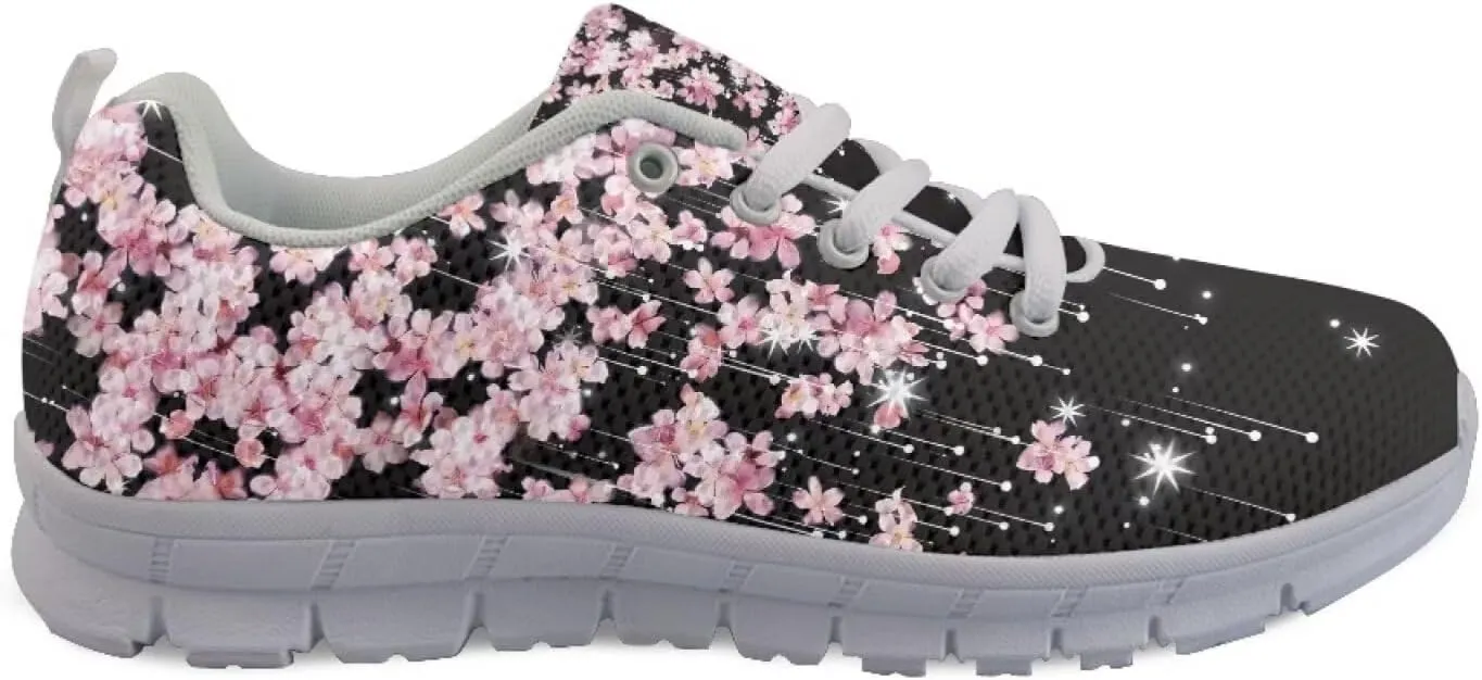 Mumeson Women Novelty Printed Air Mesh Running Sneakers Lightweight Lace-up Casual Walking Shoes