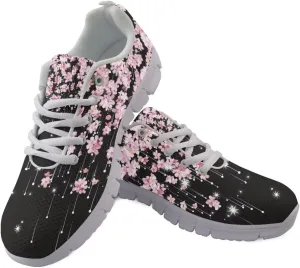 Mumeson Women Novelty Printed Air Mesh Running Sneakers Lightweight Lace-up Casual Walking Shoes