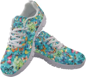 Mumeson Women Novelty Printed Air Mesh Running Sneakers Lightweight Lace-up Casual Walking Shoes