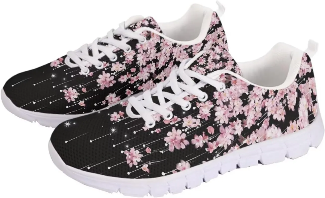 Mumeson Women Novelty Printed Air Mesh Running Sneakers Lightweight Lace-up Casual Walking Shoes