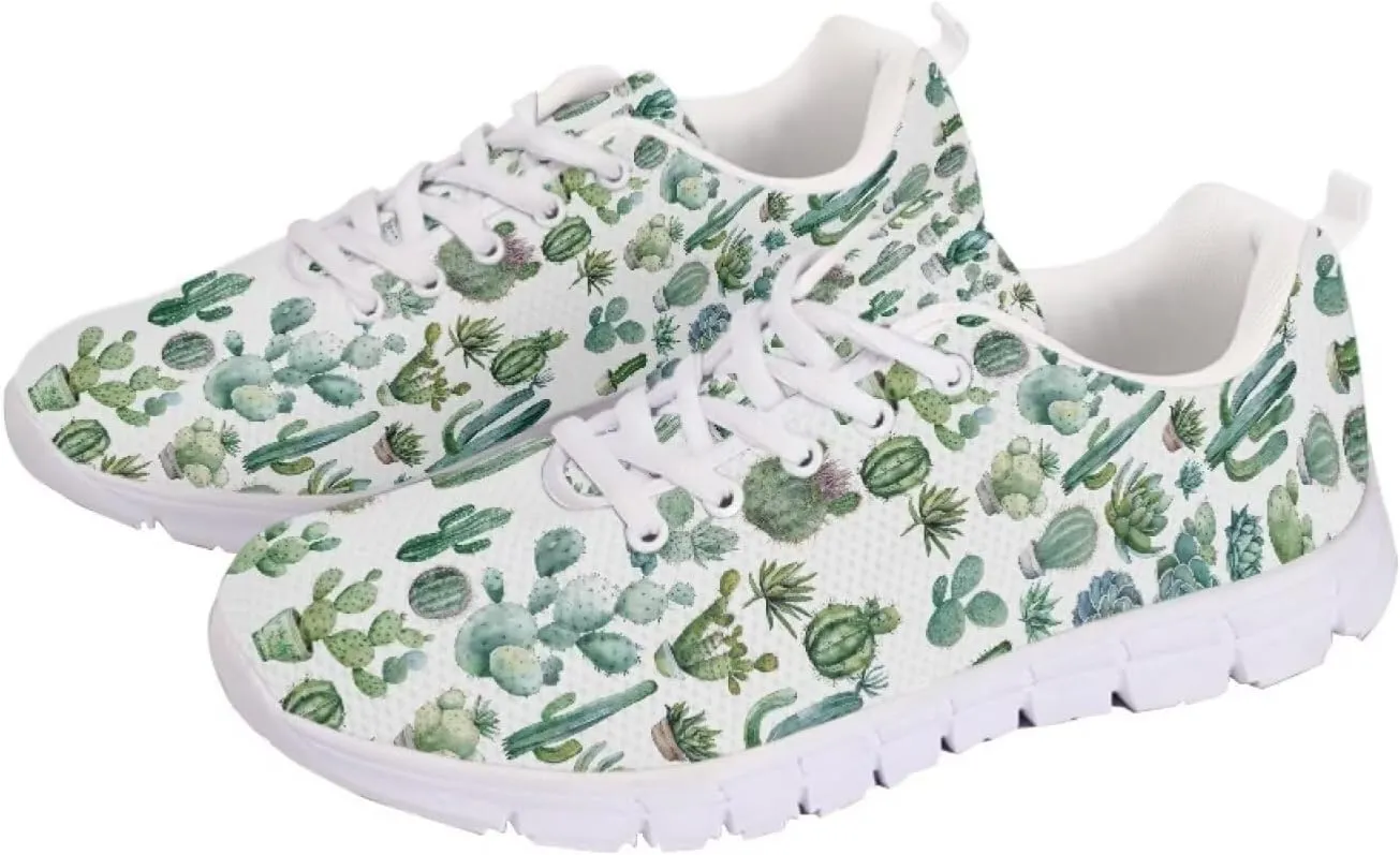 Mumeson Women Novelty Printed Air Mesh Running Sneakers Lightweight Lace-up Casual Walking Shoes
