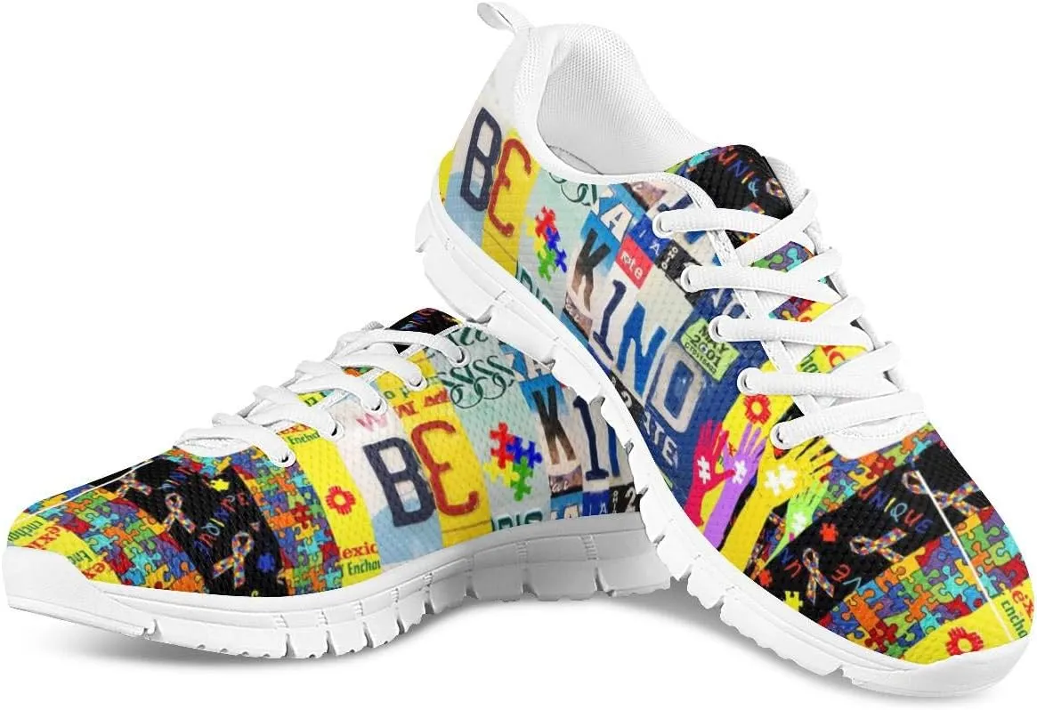 Mumeson Women Novelty Printed Air Mesh Running Sneakers Lightweight Lace-up Casual Walking Shoes