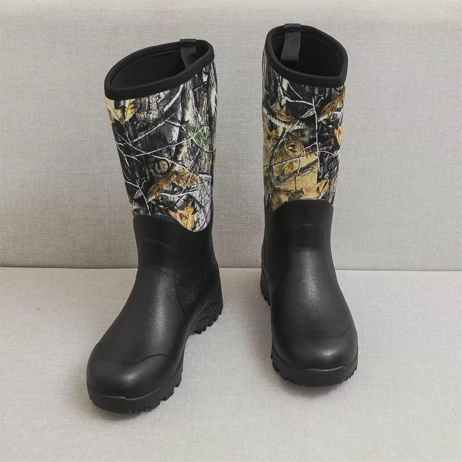 Neoprene Insulated Rain Boots with Steel Shank, Waterproof Mid Calf Hunting Boots