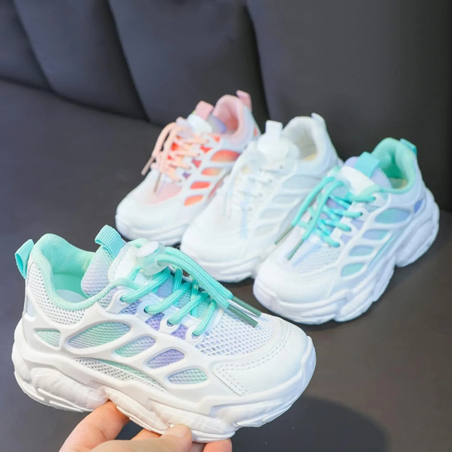 Non-Slip Sports Shoes Lightweight Kids Unisex Comfortable Breathable Strap Athletic Running Walking Tennis Shoes