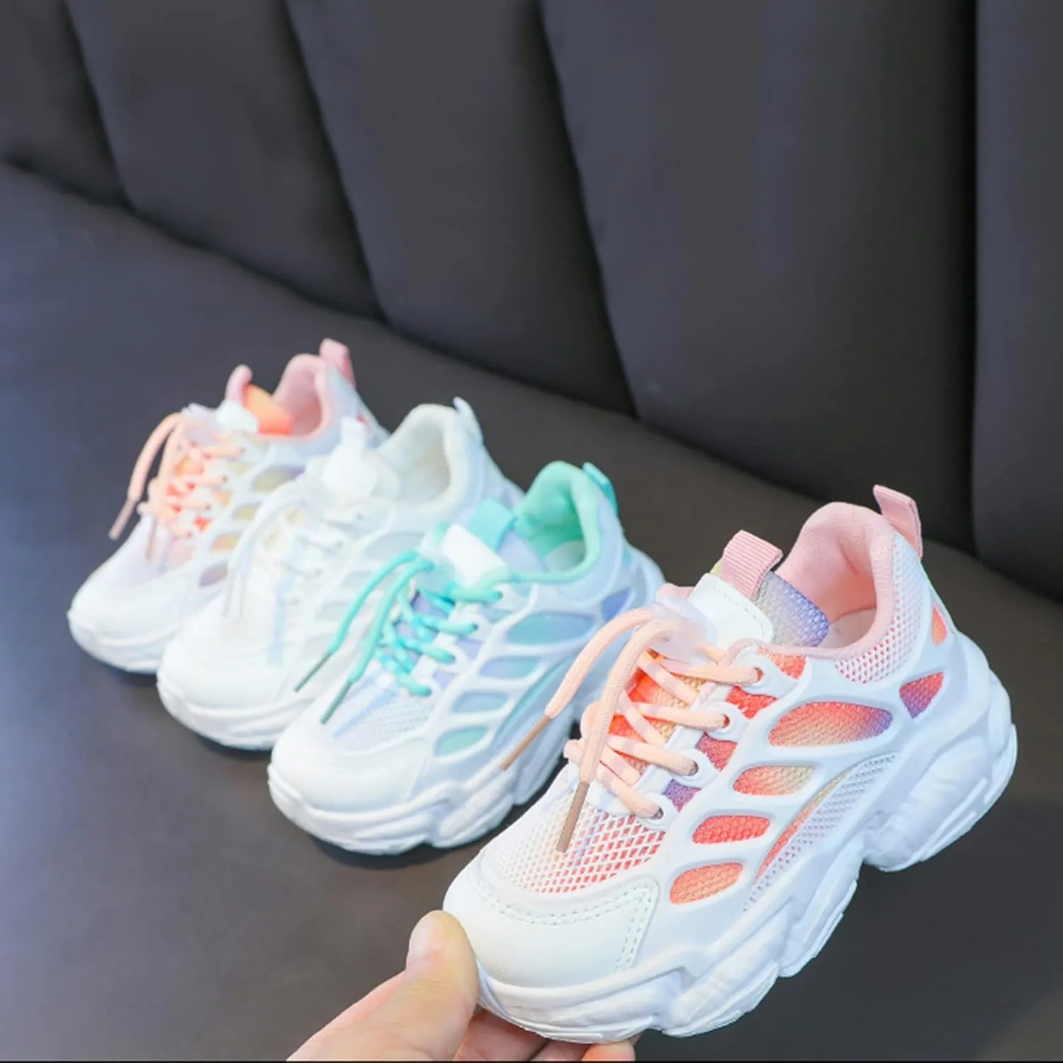 Non-Slip Sports Shoes Lightweight Kids Unisex Comfortable Breathable Strap Athletic Running Walking Tennis Shoes