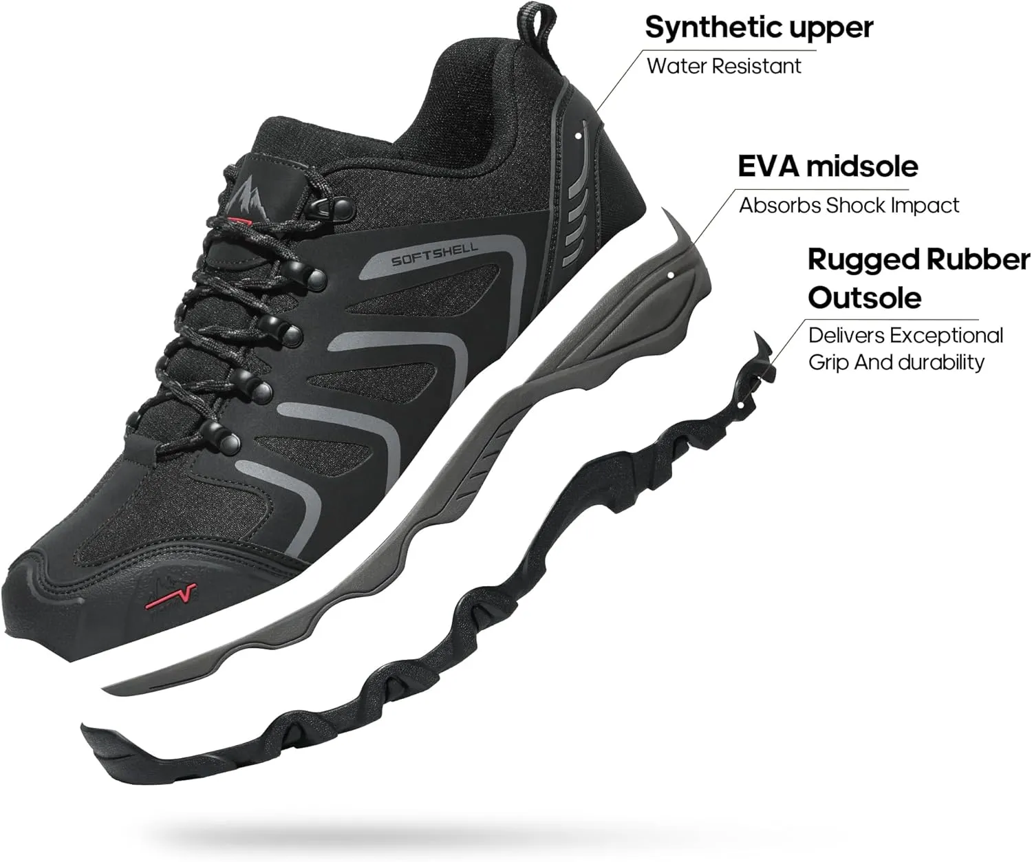 NORTIV 8 Men's Low Top Waterproof Hiking Shoes Trekking Trails Outdoor Work Shoes