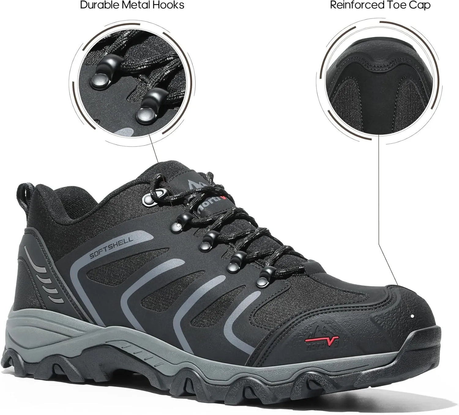 NORTIV 8 Men's Low Top Waterproof Hiking Shoes Trekking Trails Outdoor Work Shoes