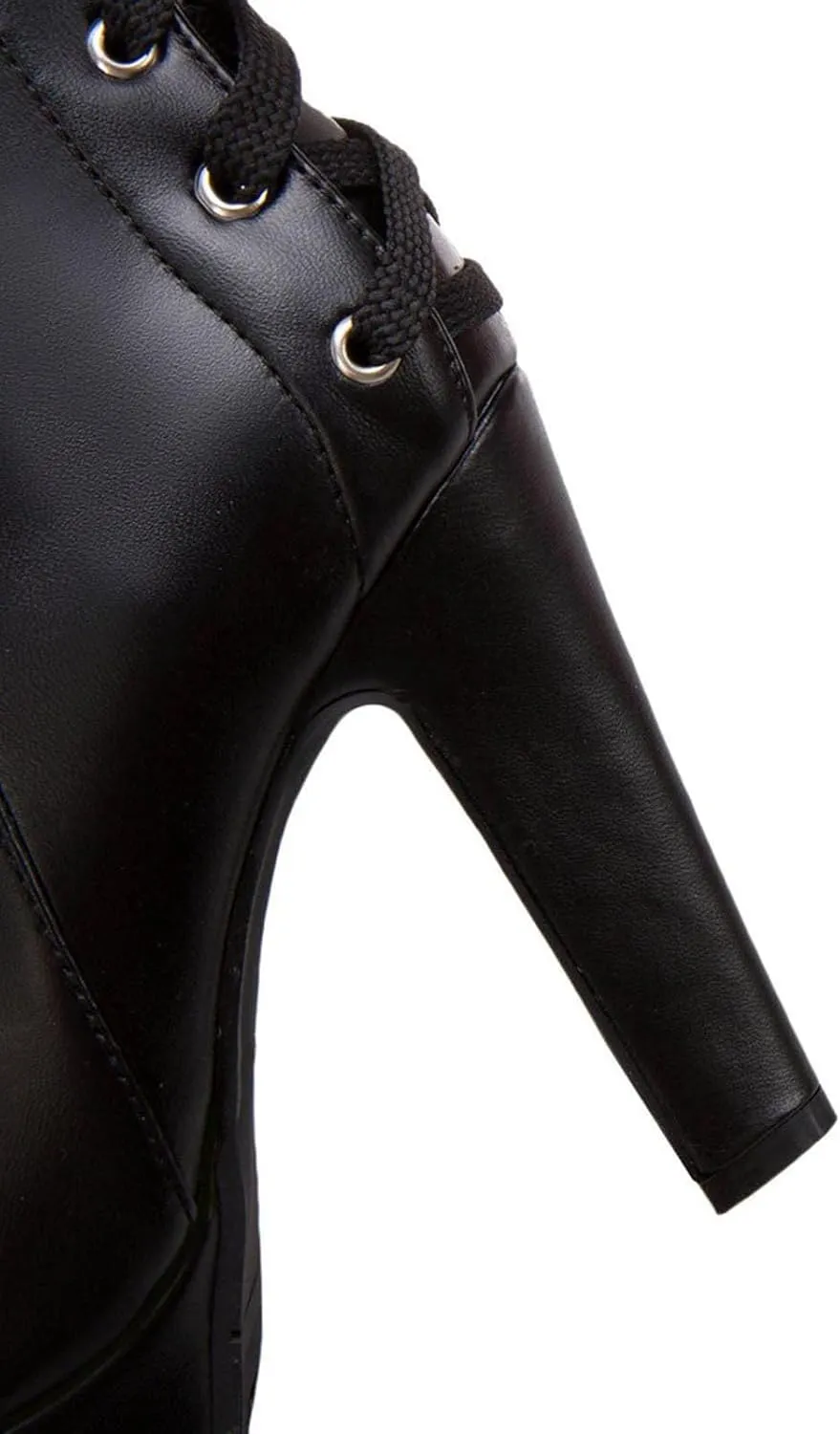 oiangi Chunky High Heel Boots for Women Fashion Casual Round Toe Closed Toe Lace Up Zipper Platform Ankle Boots Solid Color Leather Ladies Heeled Shoes