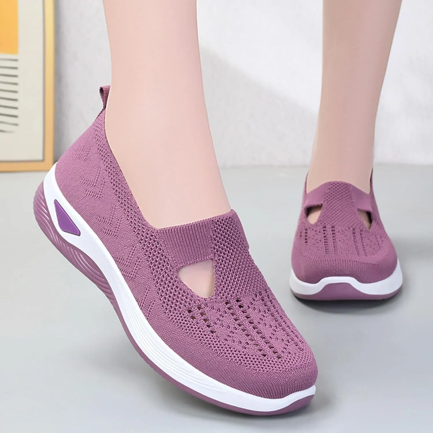 Orthopedic Casual Sneakers for Women Slip On Walking Shoes with Arch Support Comfortable Loafers Plantar Fasciitis Relief Foot Heel Pain Diabetic