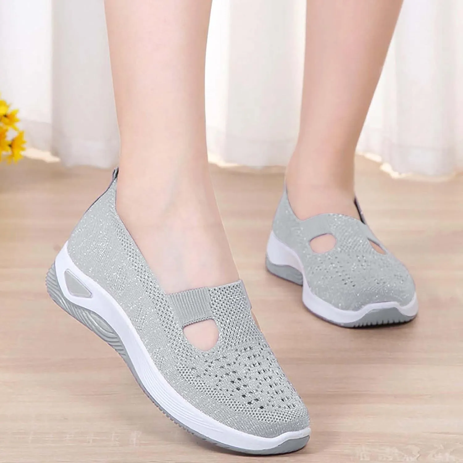 Orthopedic Walking Sneakers for Women Slip On Shoes with Arch Support Comfortable Casual Loafers Plantar Fasciitis Foot Heel Pain Relief Diabetic Feet