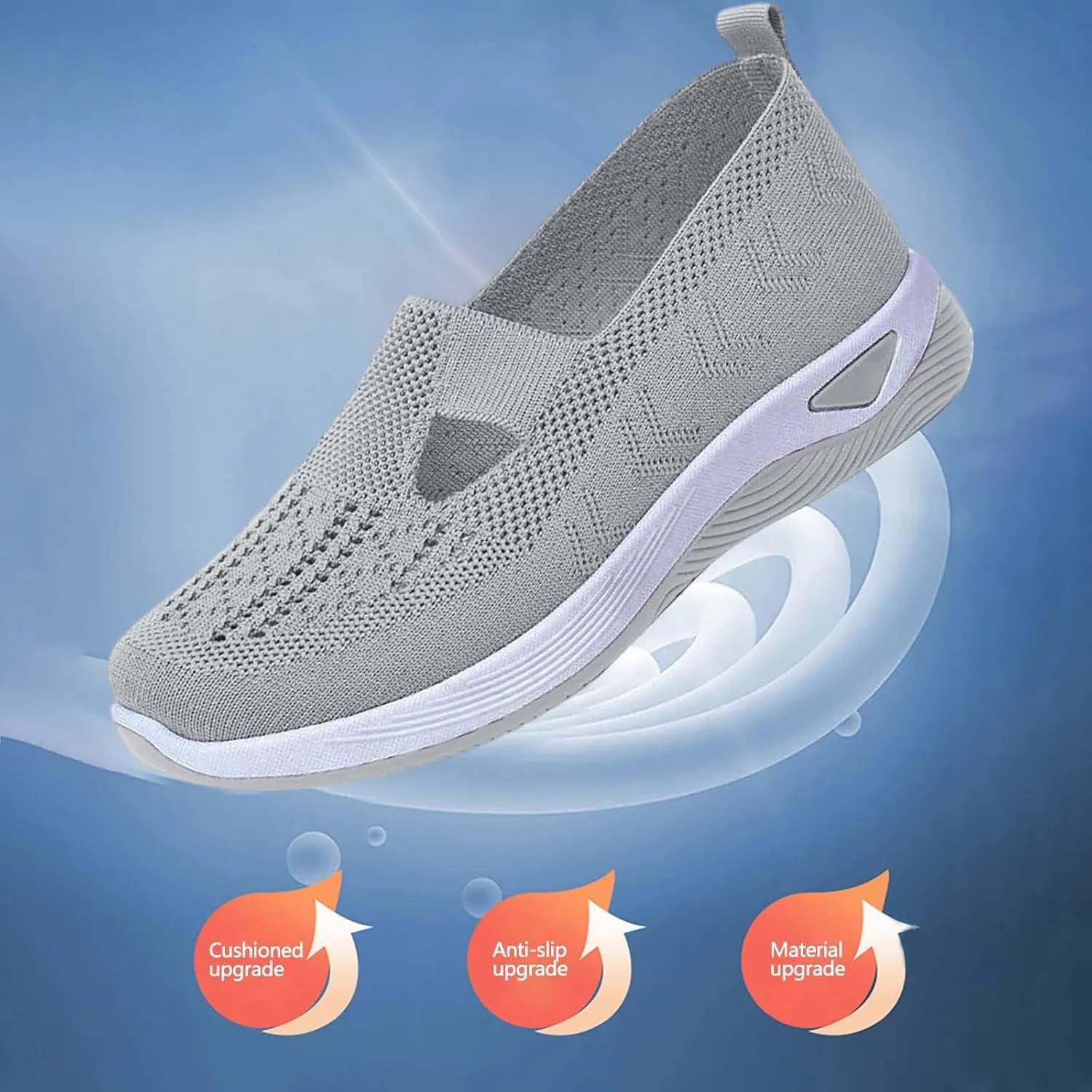 Orthopedic Walking Sneakers for Women Slip On Shoes with Arch Support Comfortable Casual Loafers Plantar Fasciitis Foot Heel Pain Relief Diabetic Feet