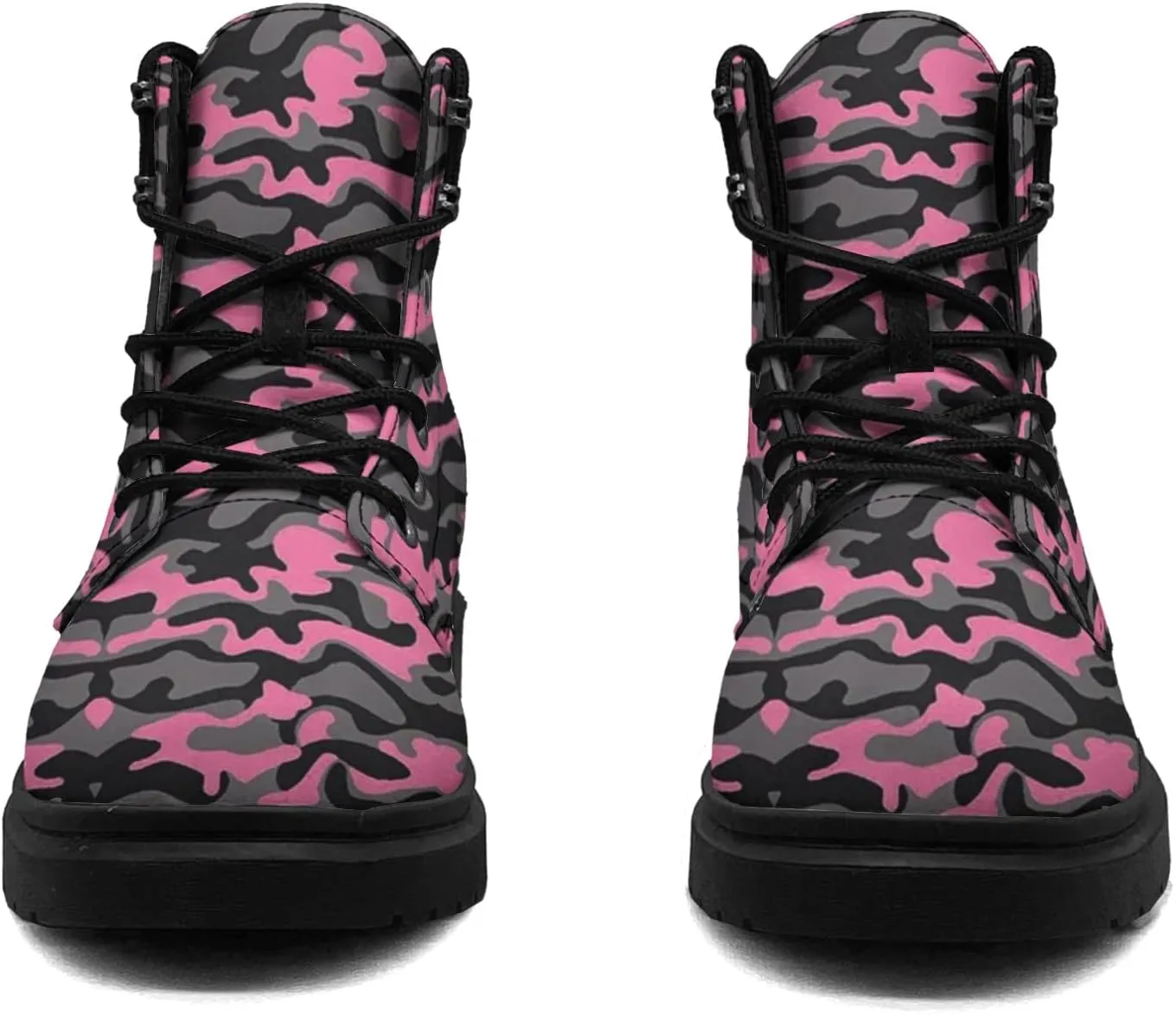 Pitovozu Camouflage Boots Womens Snow Boots Ankle Anti-Slip Combat Boots Lace Up Winter Waterproof Leather Boots Shoes Gifts for Women