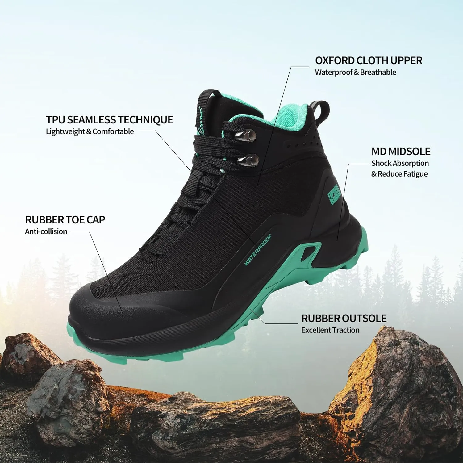 R CORD Womens Waterproof Hiking Shoes Lightweight Comfortable Hiking Boots For Women Non-slip Outdoor Walking Camping Trekking Trail Shoes For All Seasons