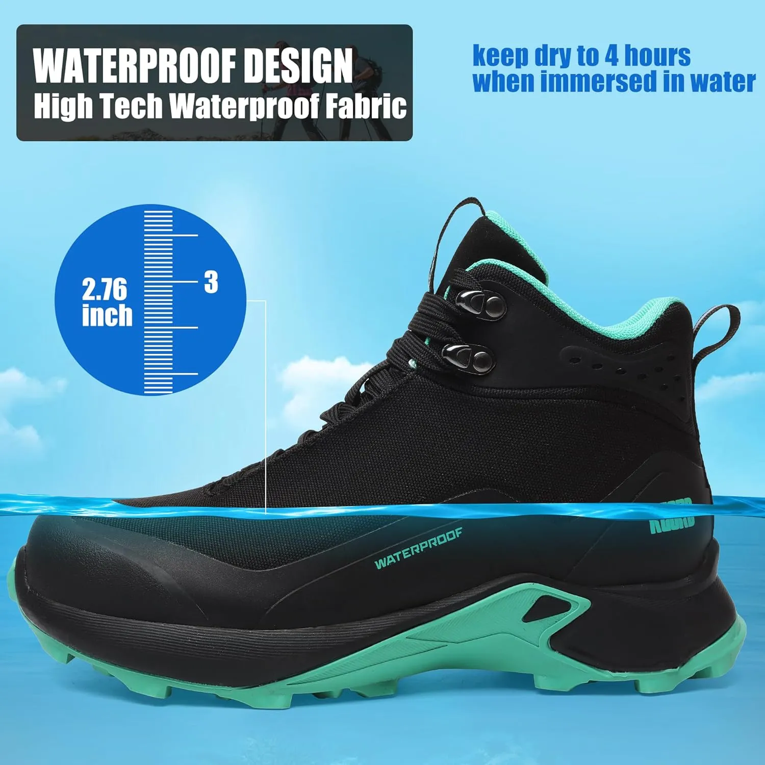 R CORD Womens Waterproof Hiking Shoes Lightweight Comfortable Hiking Boots For Women Non-slip Outdoor Walking Camping Trekking Trail Shoes For All Seasons