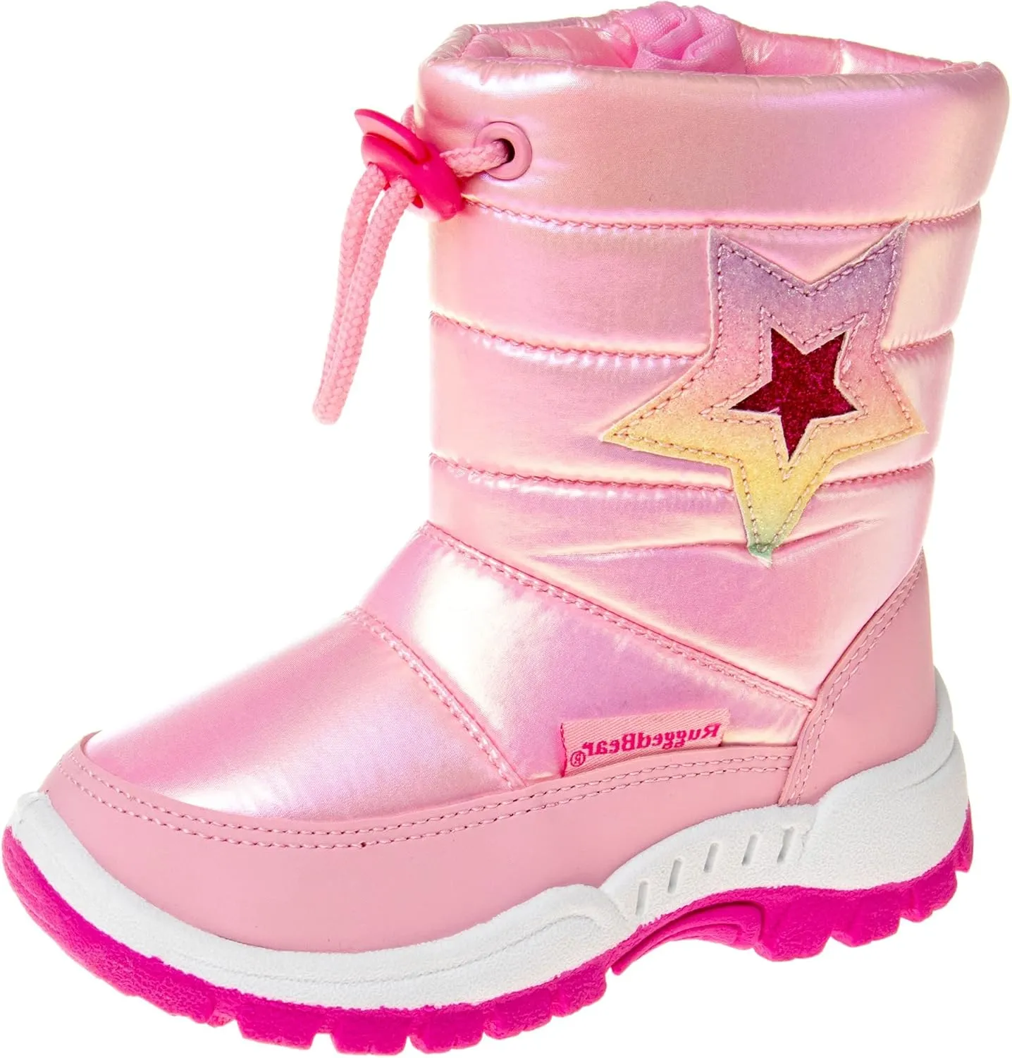Rugged Bear Girls Snow Boot, Pink/Star, 11 Little Kid