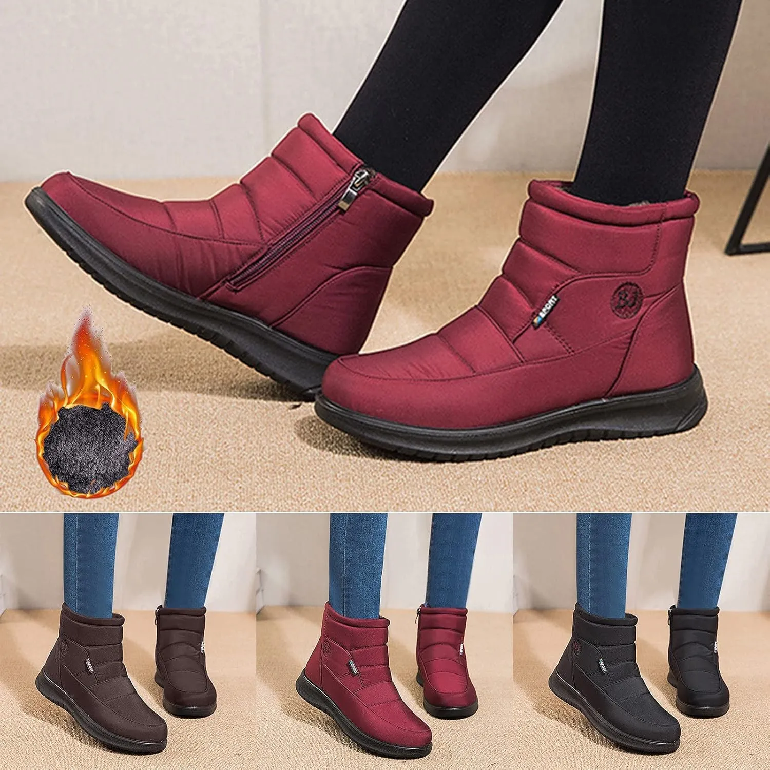Rvidbe Platform Boots for Women Womens Fashion Winter Warm Snow Boots Comfy Outdoor Waterproof Furry Boots Soft Shoes