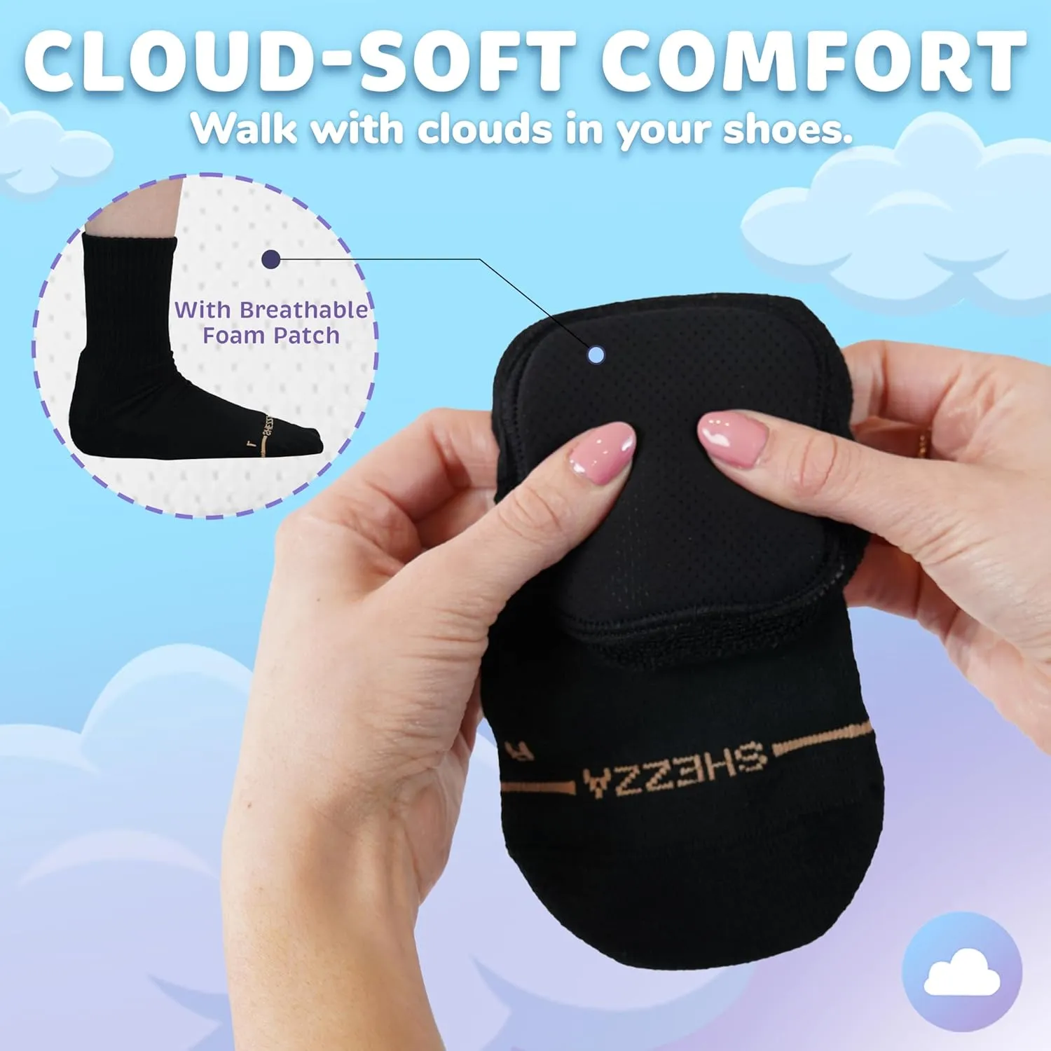 SHEZZA Anti-Blister Cushion Heel Padded Crew Sock-Breathable,Comfortable-seen on TikTok