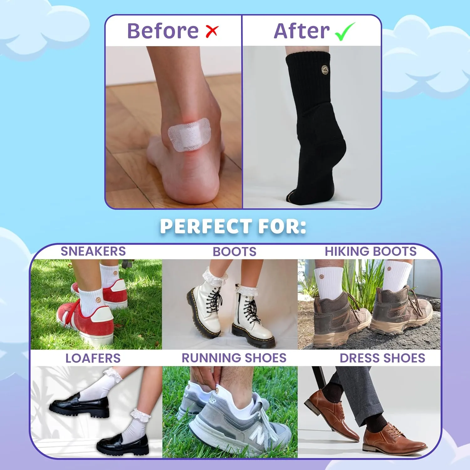 SHEZZA Anti-Blister Cushion Heel Padded Crew Sock-Breathable,Comfortable-seen on TikTok