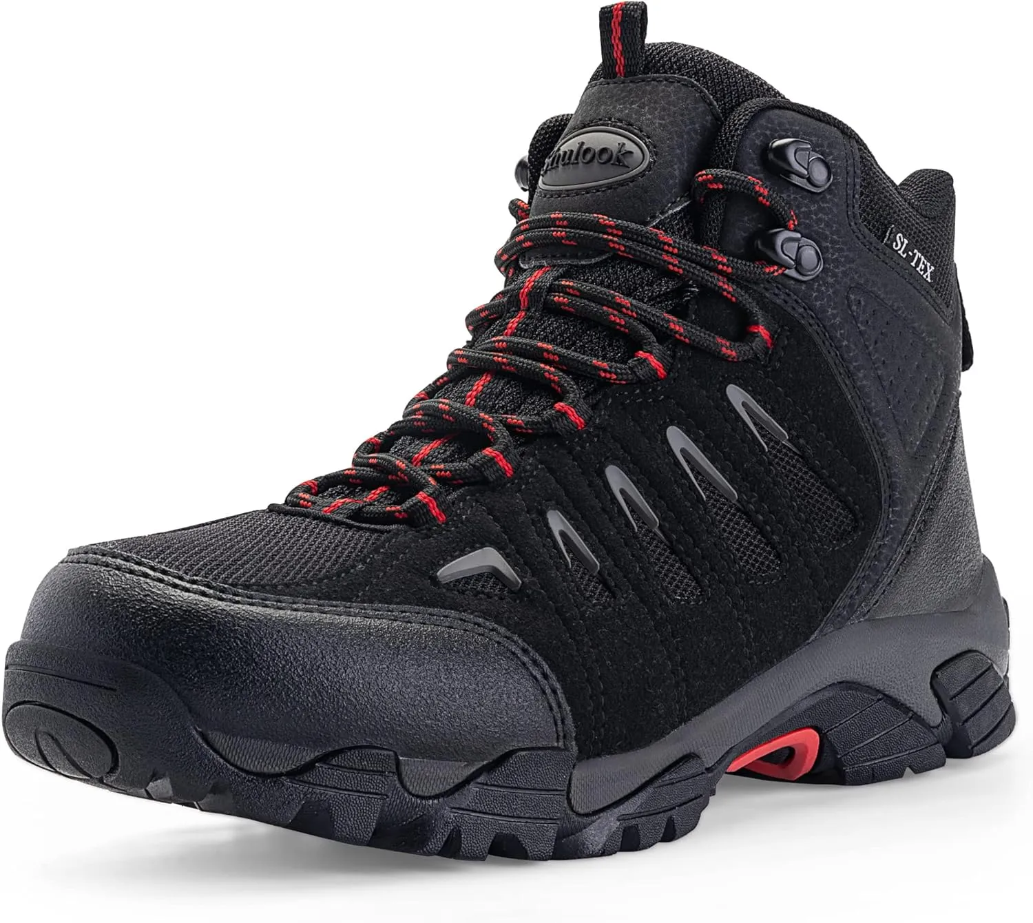 SHULOOK Men's Waterproof Hiking Boots Non-Slip Lightweight Outdoor Mid Top Ankle Boot Breathable Hiker Work Trekking Shoes