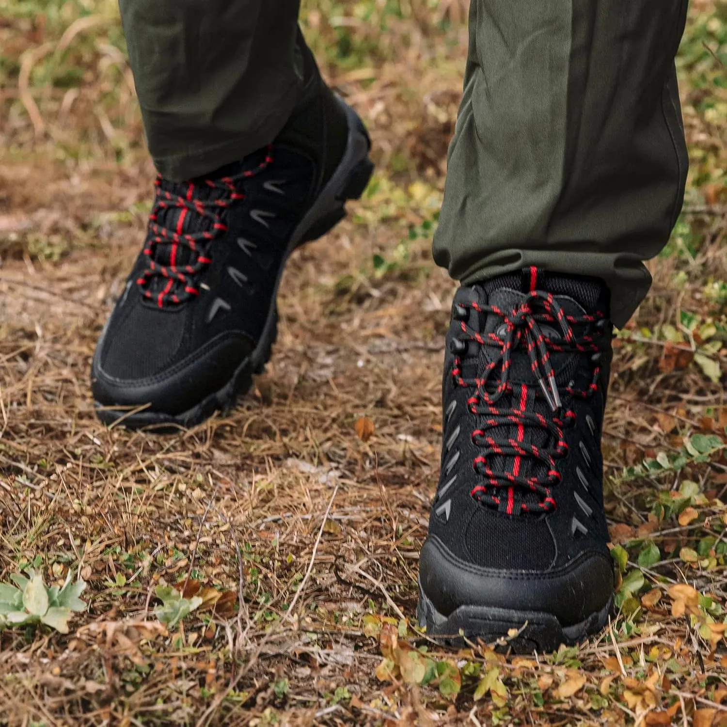 SHULOOK Men's Waterproof Hiking Boots Non-Slip Lightweight Outdoor Mid Top Ankle Boot Breathable Work Trekking Shoes