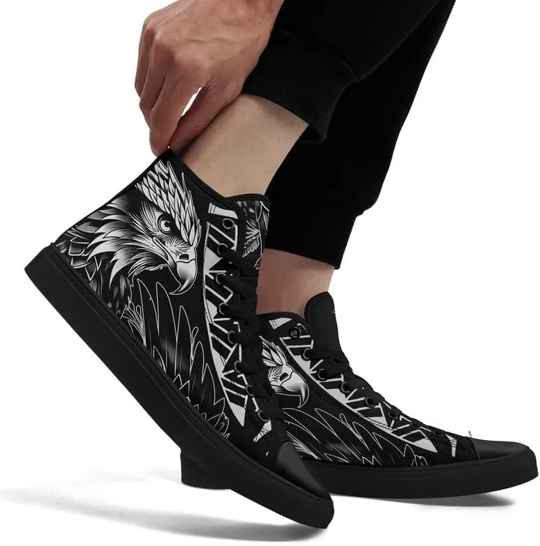 Skull High Top Sneaker for Men Women Fashion Rose Gothic Black Canvas Shoes Unisex Lace Up Casual Tennis Walking Flat Shoes