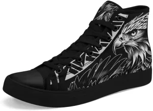 Skull High Top Sneaker for Men Women Fashion Rose Gothic Black Canvas Shoes Unisex Lace Up Casual Tennis Walking Flat Shoes