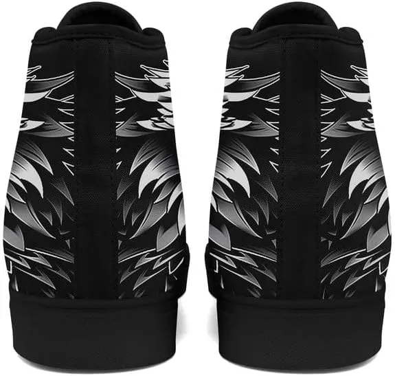 Skull High Top Sneaker for Men Women Fashion Rose Gothic Black Canvas Shoes Unisex Lace Up Casual Tennis Walking Flat Shoes